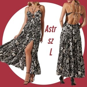 ASTR The Label Woman's Dress Cassini Floral Strappy Tiered Satin Sundress